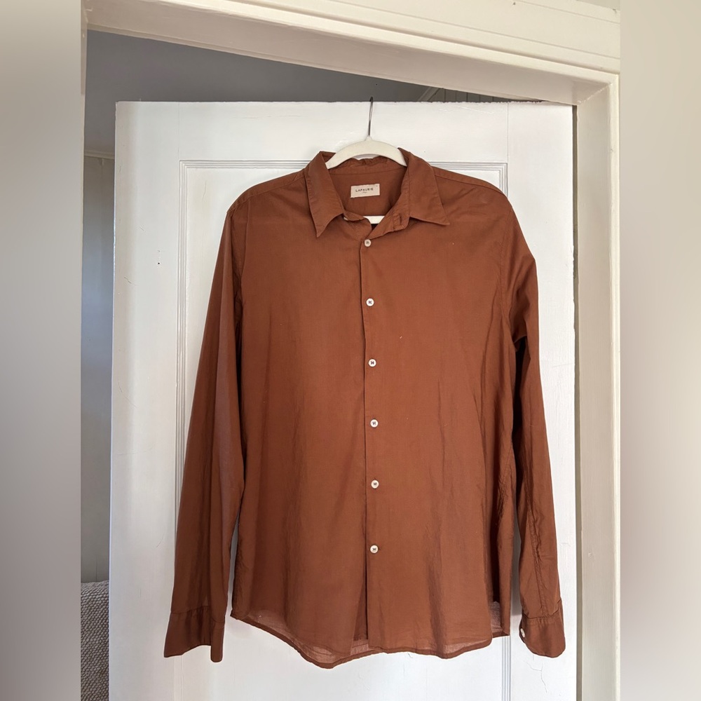 LAFAURIE men’s summer weight cotton button up. Never worn, just tried on.